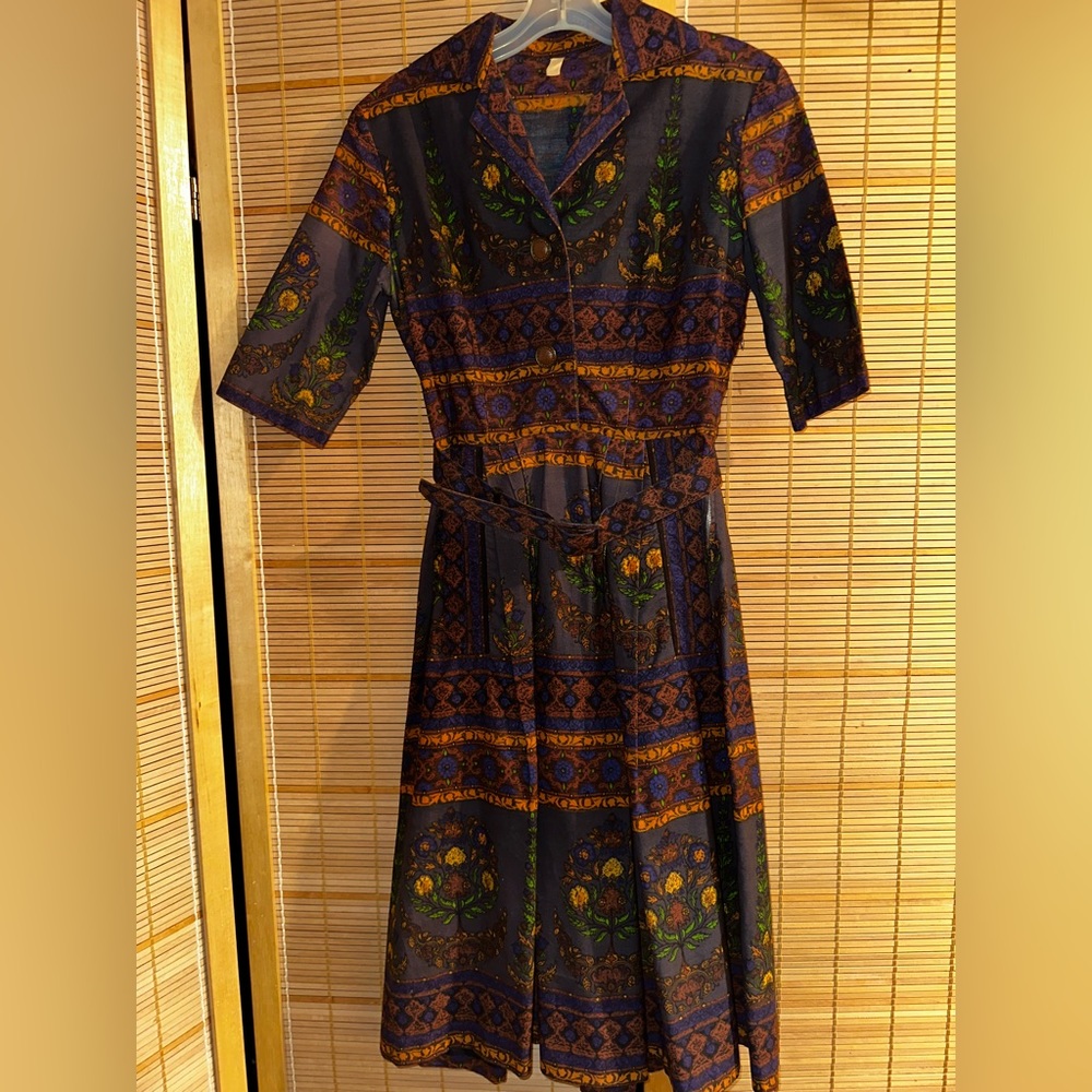 Vintage 60s or 70s Belted Floral Dress